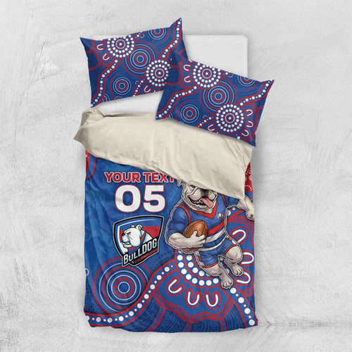 Custom Bulldogs Football Bedding Set Aboriginal Dot Art Pattern