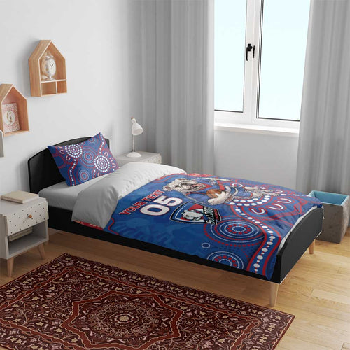 Custom Bulldogs Football Bedding Set Aboriginal Dot Art Pattern