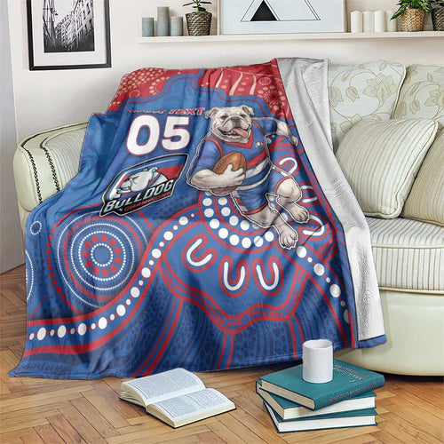 Custom Bulldogs Football Blanket Aboriginal Dot Art Pattern