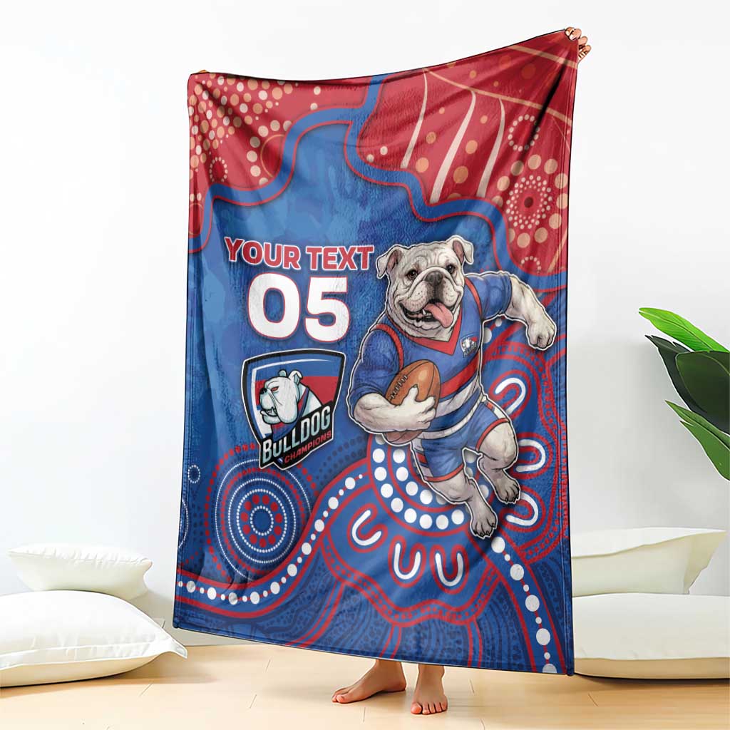 Custom Bulldogs Football Blanket Aboriginal Dot Art Pattern