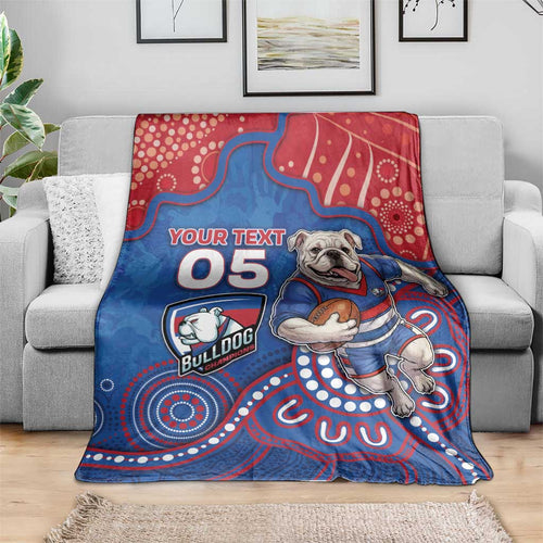 Custom Bulldogs Football Blanket Aboriginal Dot Art Pattern