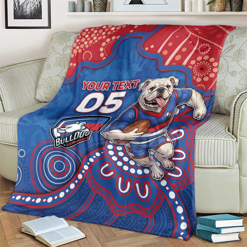 Custom Bulldogs Football Blanket Aboriginal Dot Art Pattern