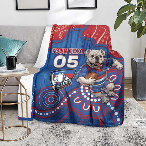 Custom Bulldogs Football Blanket Aboriginal Dot Art Pattern