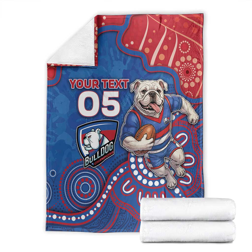 Custom Bulldogs Football Blanket Aboriginal Dot Art Pattern
