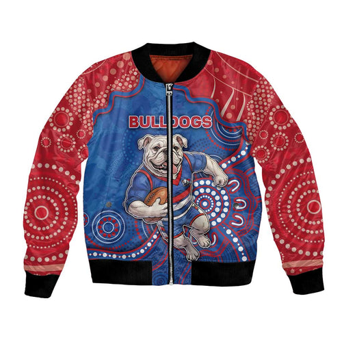 Custom Bulldogs Football Bomber Jacket Aboriginal Dot Art Pattern