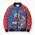 Custom Bulldogs Football Bomber Puffer Jacket Aboriginal Dot Art Pattern