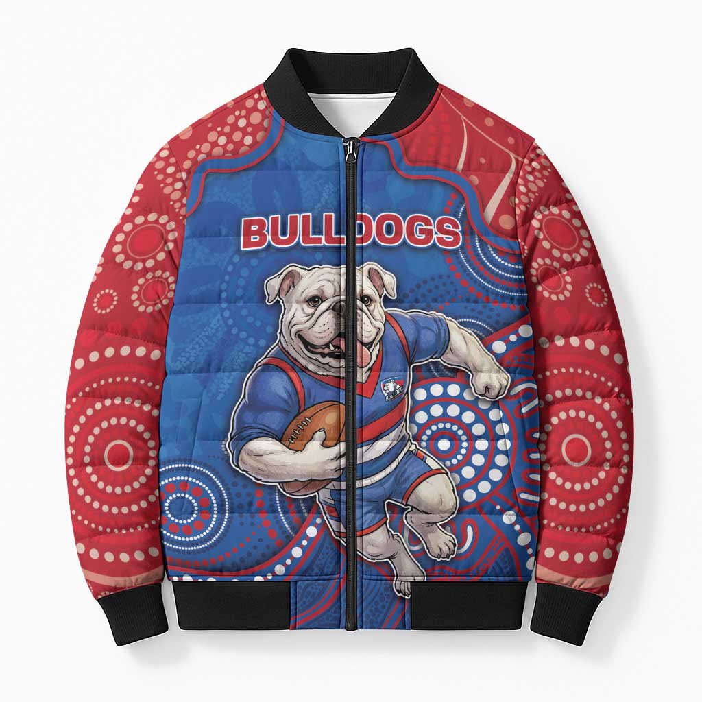 Custom Bulldogs Football Bomber Puffer Jacket Aboriginal Dot Art Pattern