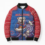 Custom Bulldogs Football Bomber Puffer Jacket Aboriginal Dot Art Pattern