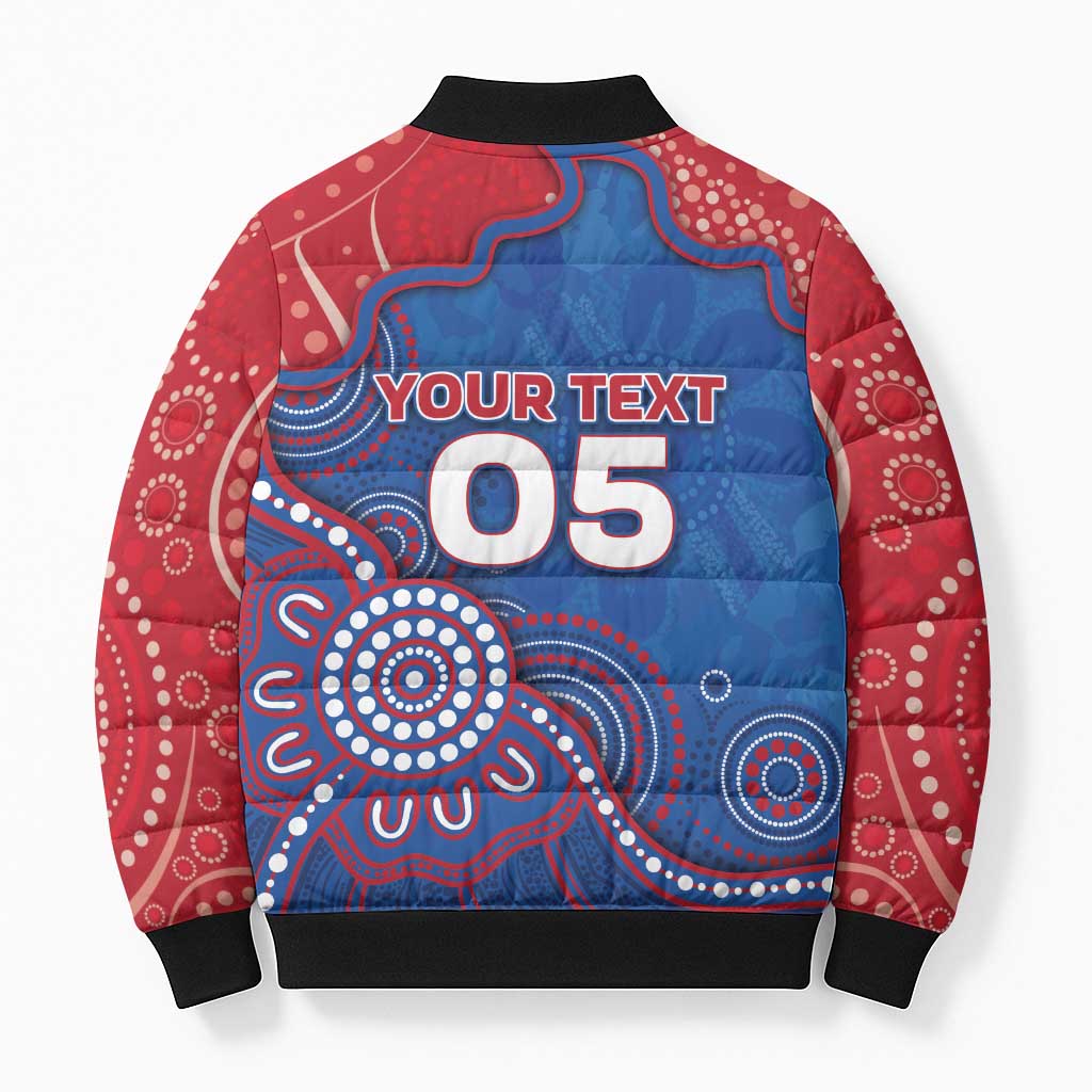 Custom Bulldogs Football Bomber Puffer Jacket Aboriginal Dot Art Pattern