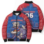 Custom Bulldogs Football Bomber Puffer Jacket Aboriginal Dot Art Pattern