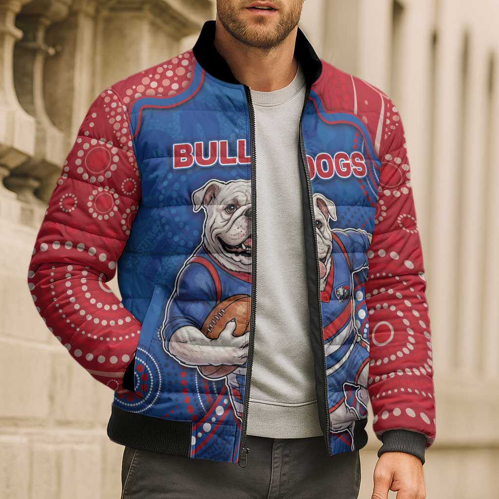 Custom Bulldogs Football Bomber Puffer Jacket Aboriginal Dot Art Pattern