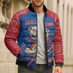 Custom Bulldogs Football Bomber Puffer Jacket Aboriginal Dot Art Pattern