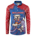 Custom Bulldogs Football Button Sweatshirt Aboriginal Dot Art Pattern