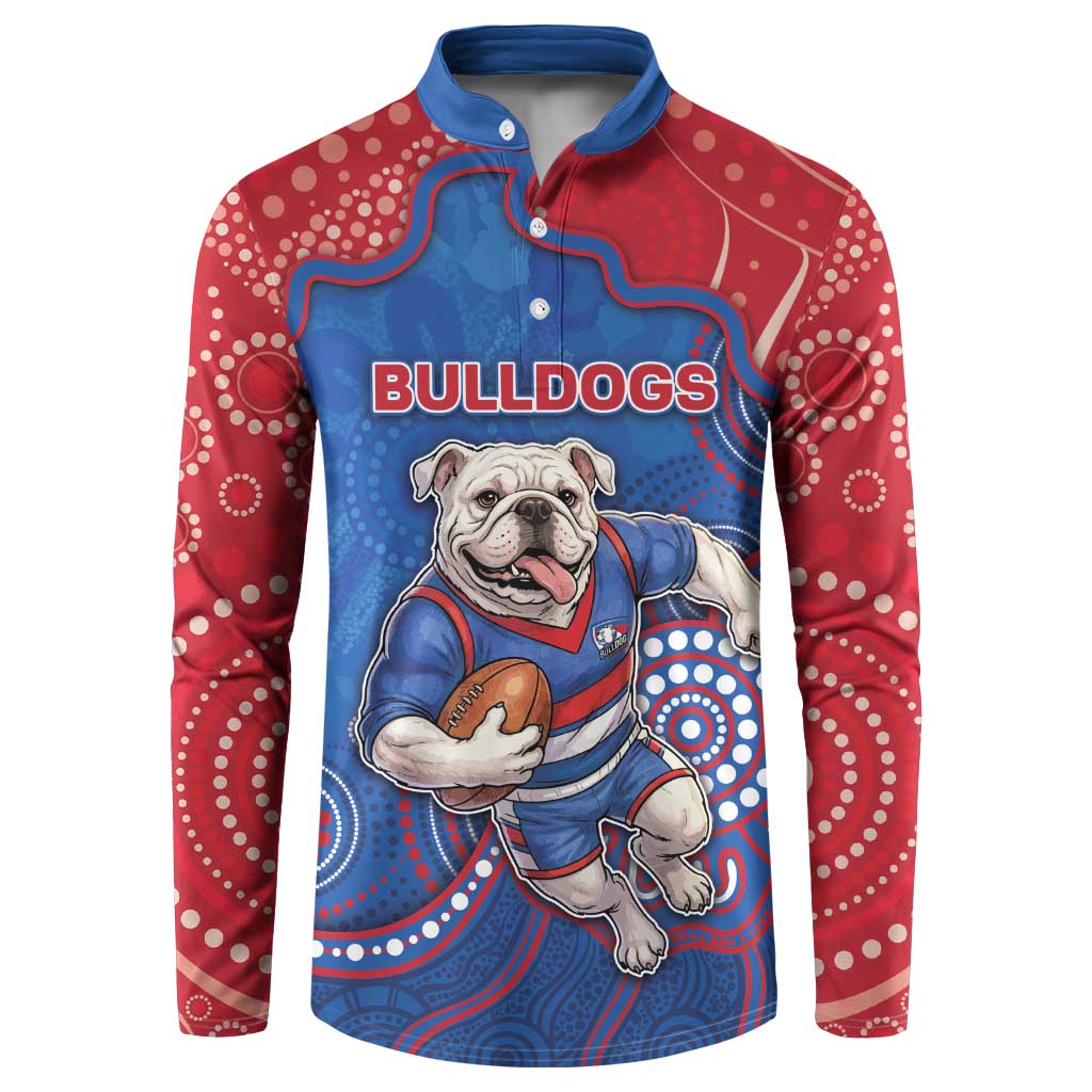 Custom Bulldogs Football Button Sweatshirt Aboriginal Dot Art Pattern