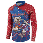 Custom Bulldogs Football Button Sweatshirt Aboriginal Dot Art Pattern