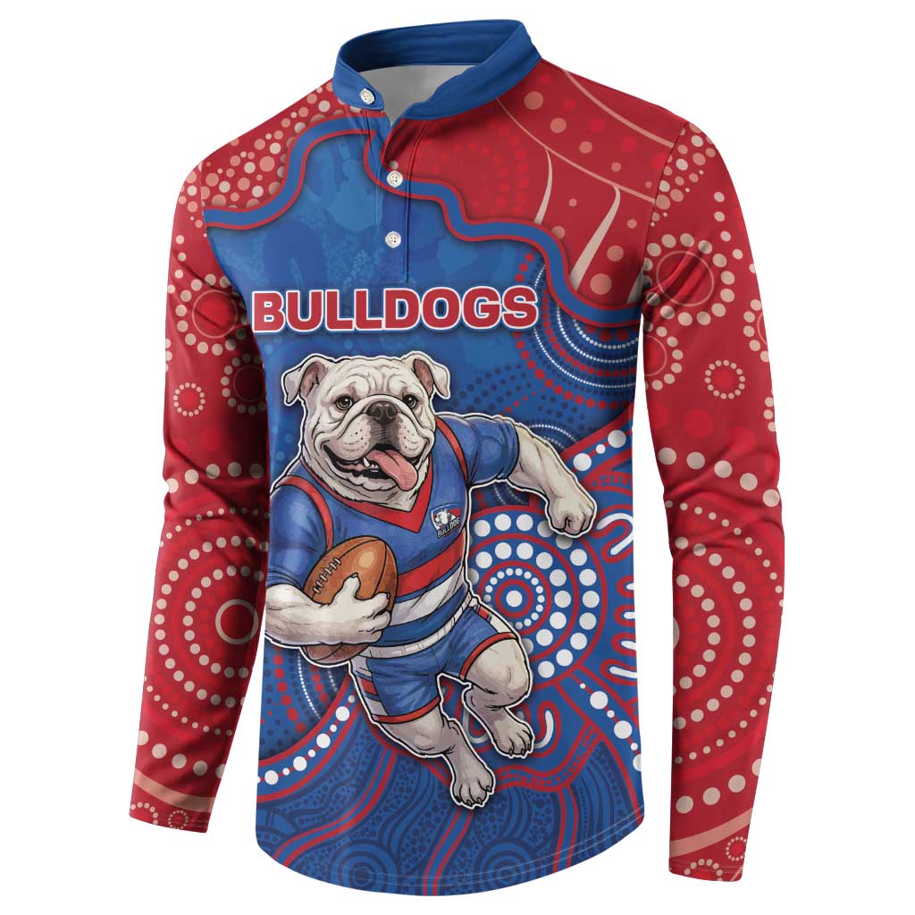 Custom Bulldogs Football Button Sweatshirt Aboriginal Dot Art Pattern