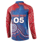 Custom Bulldogs Football Button Sweatshirt Aboriginal Dot Art Pattern