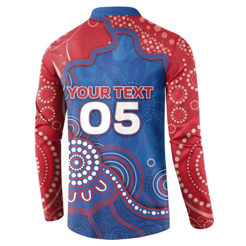 Custom Bulldogs Football Button Sweatshirt Aboriginal Dot Art Pattern