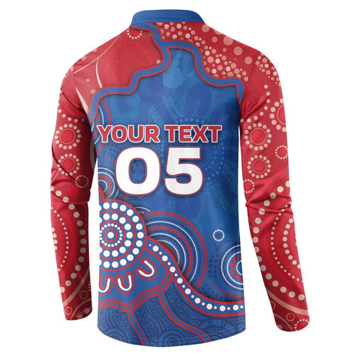 Custom Bulldogs Football Button Sweatshirt Aboriginal Dot Art Pattern