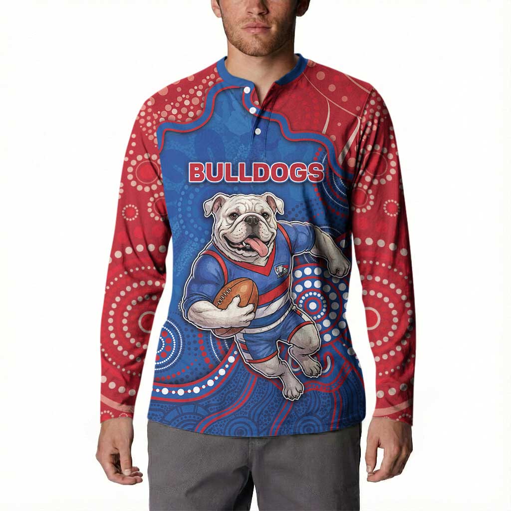 Custom Bulldogs Football Button Sweatshirt Aboriginal Dot Art Pattern