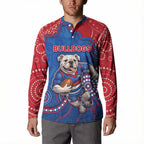 Custom Bulldogs Football Button Sweatshirt Aboriginal Dot Art Pattern