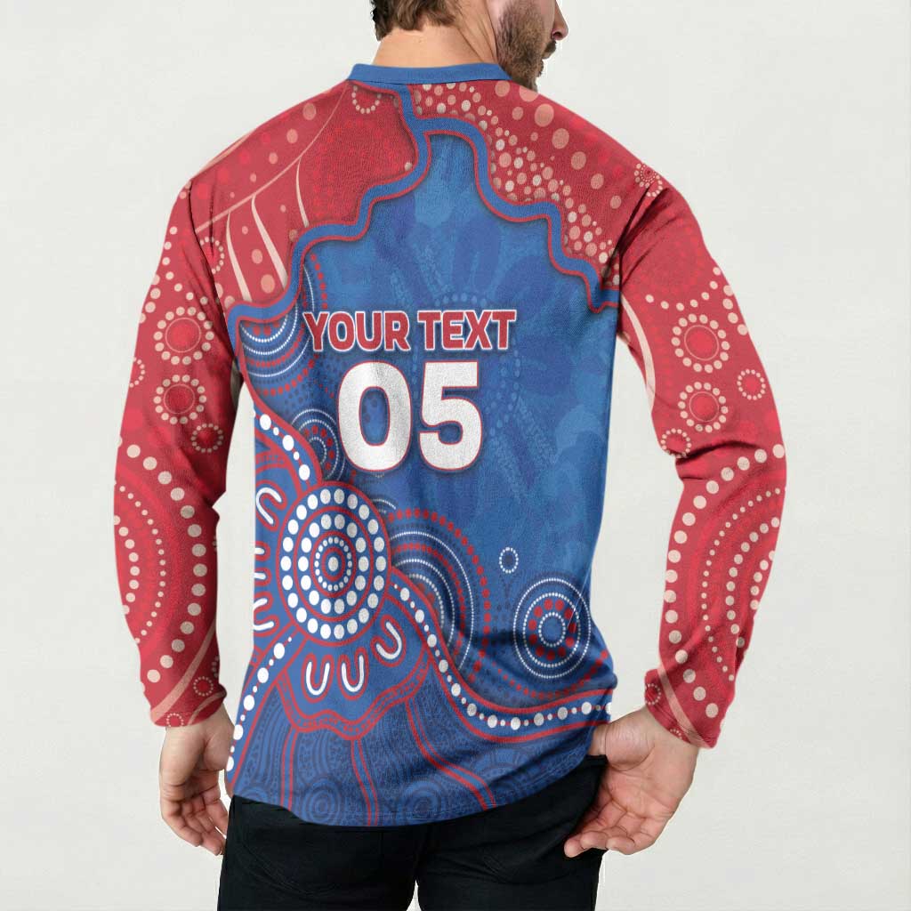 Custom Bulldogs Football Button Sweatshirt Aboriginal Dot Art Pattern