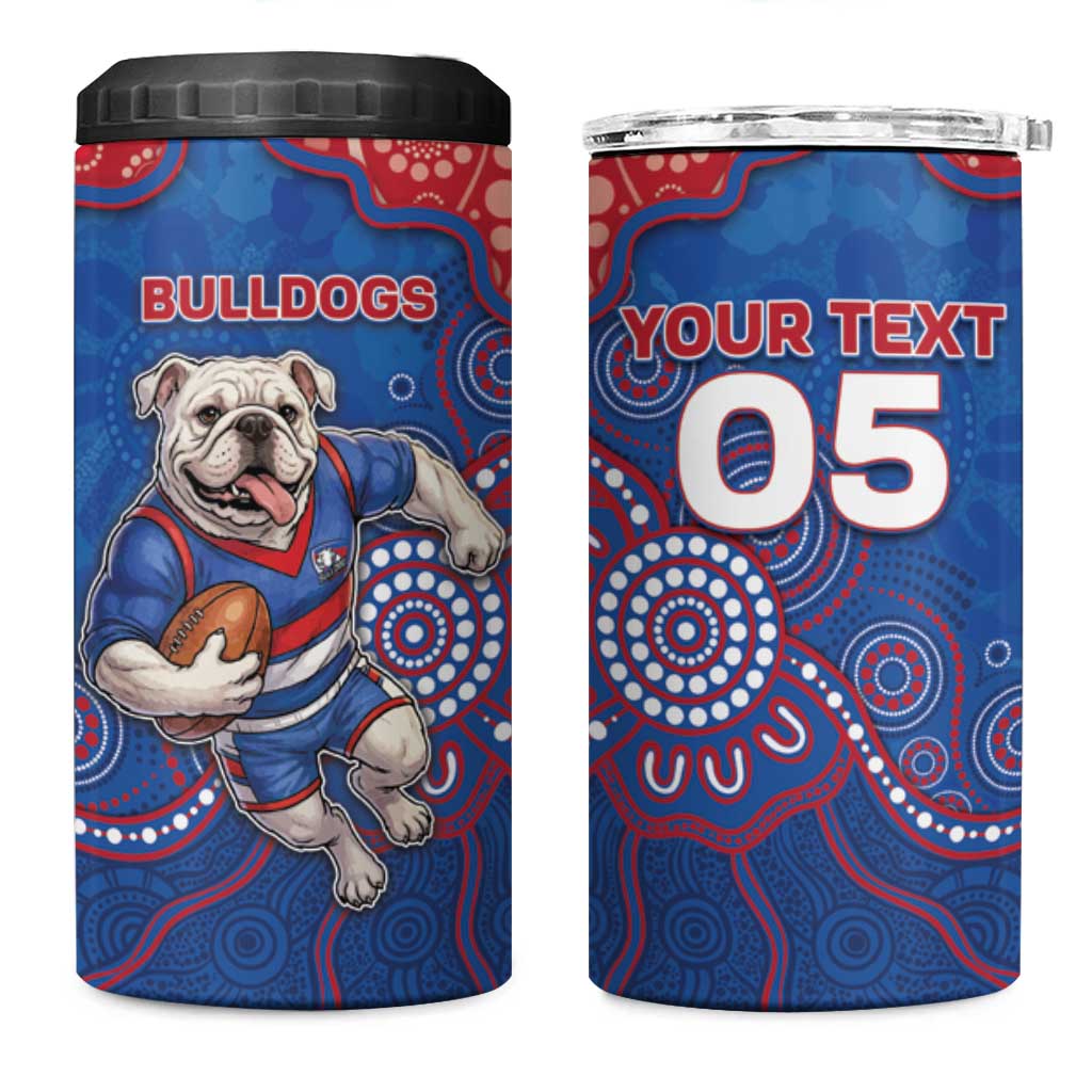 Custom Bulldogs Football 4 in 1 Can Cooler Tumbler Aboriginal Dot Art Pattern