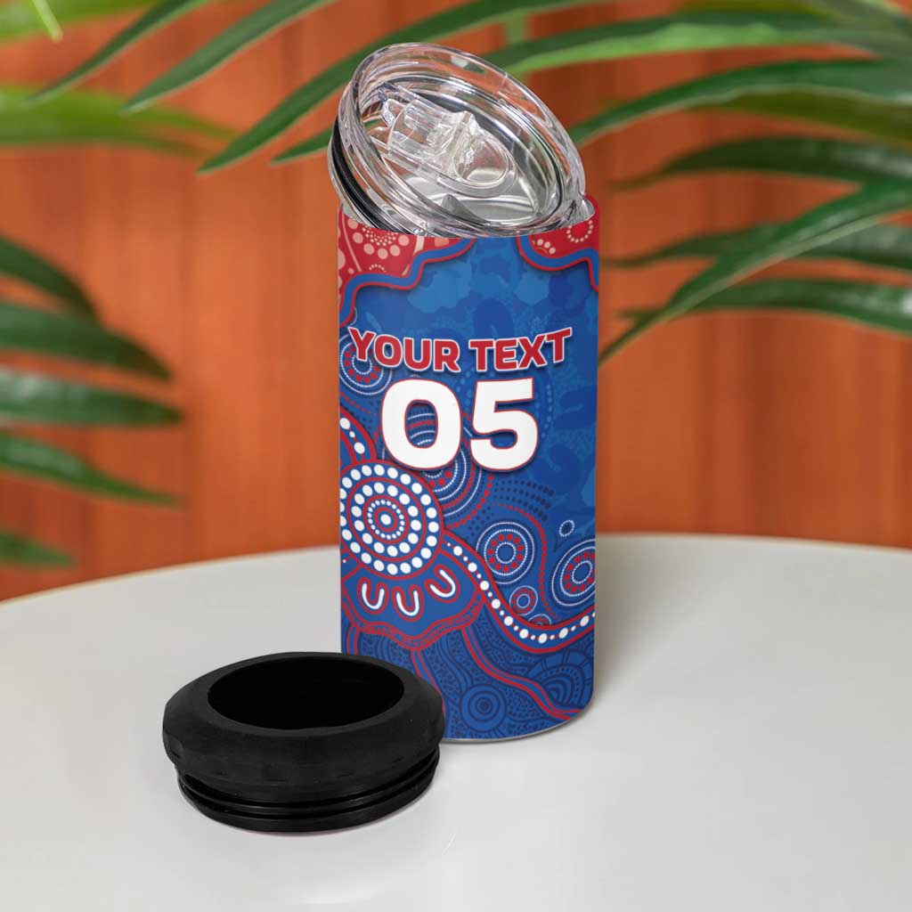 Custom Bulldogs Football 4 in 1 Can Cooler Tumbler Aboriginal Dot Art Pattern