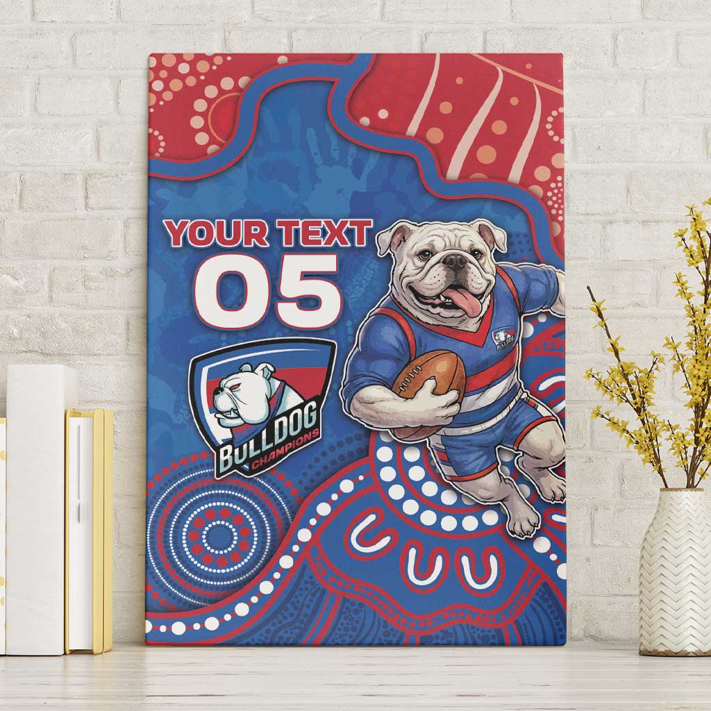 Custom Bulldogs Football Canvas Wall Art Aboriginal Dot Art Pattern