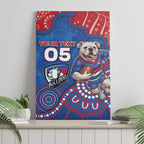 Custom Bulldogs Football Canvas Wall Art Aboriginal Dot Art Pattern