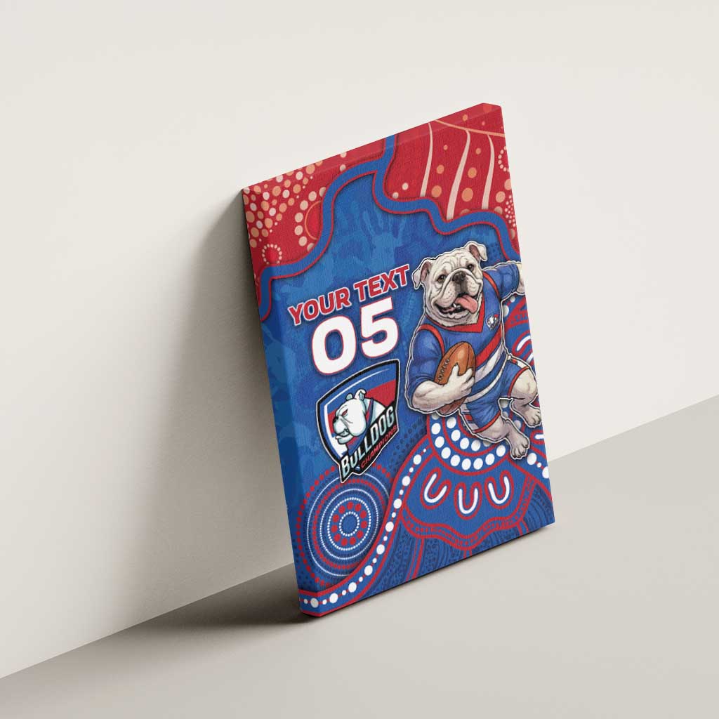 Custom Bulldogs Football Canvas Wall Art Aboriginal Dot Art Pattern