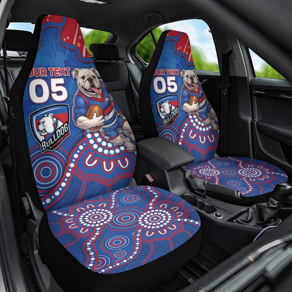 Custom Bulldogs Football Car Seat Cover Aboriginal Dot Art Pattern