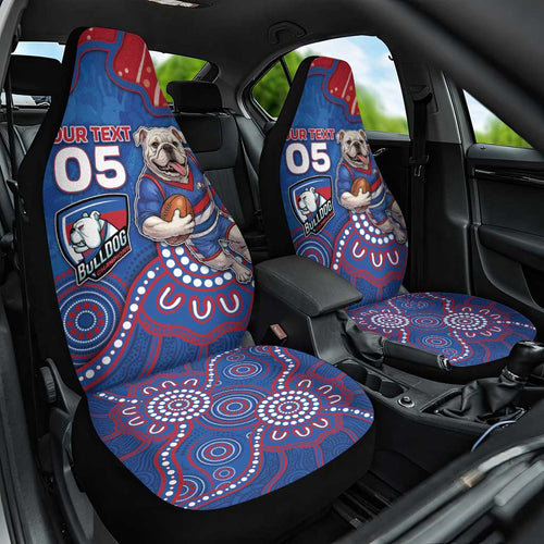 Custom Bulldogs Football Car Seat Cover Aboriginal Dot Art Pattern