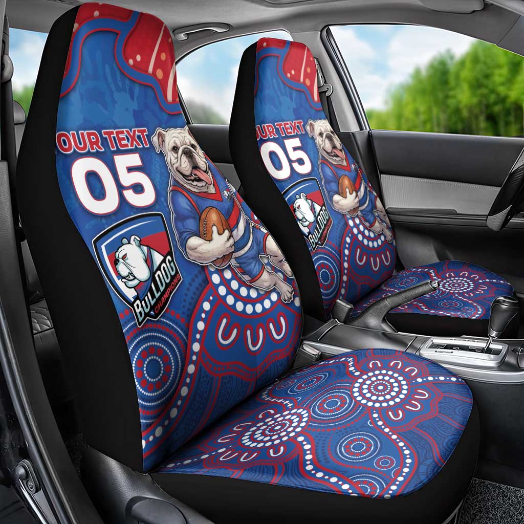 Custom Bulldogs Football Car Seat Cover Aboriginal Dot Art Pattern