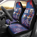 Custom Bulldogs Football Car Seat Cover Aboriginal Dot Art Pattern