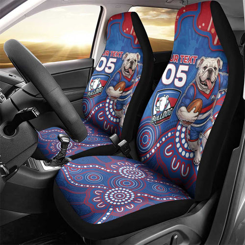 Custom Bulldogs Football Car Seat Cover Aboriginal Dot Art Pattern
