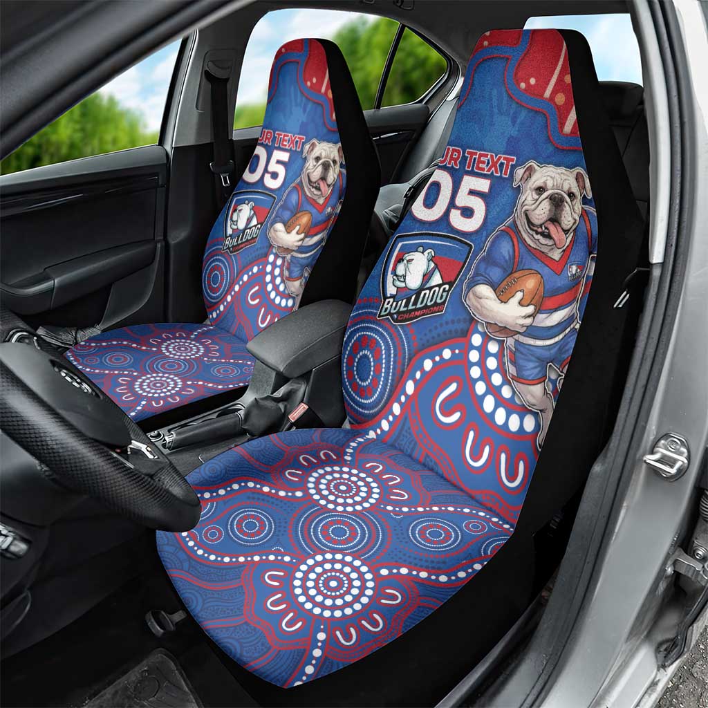Custom Bulldogs Football Car Seat Cover Aboriginal Dot Art Pattern