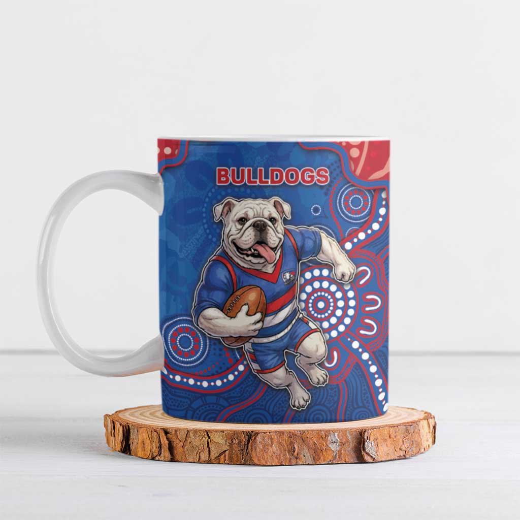 Custom Bulldogs Football Ceramic Mug Aboriginal Dot Art Pattern