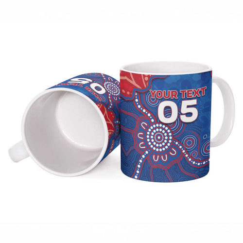 Custom Bulldogs Football Ceramic Mug Aboriginal Dot Art Pattern