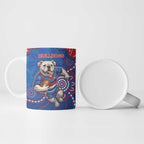 Custom Bulldogs Football Ceramic Mug Aboriginal Dot Art Pattern