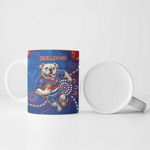 Custom Bulldogs Football Ceramic Mug Aboriginal Dot Art Pattern