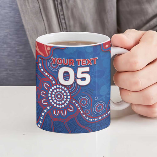 Custom Bulldogs Football Ceramic Mug Aboriginal Dot Art Pattern