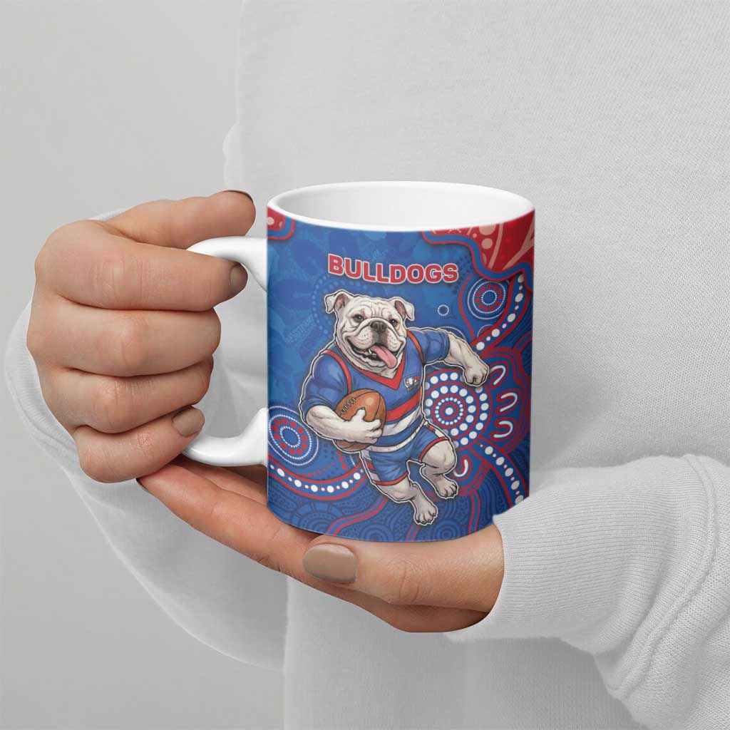 Custom Bulldogs Football Ceramic Mug Aboriginal Dot Art Pattern