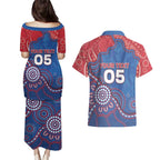 Custom Bulldogs Football Couples Matching Puletasi and Hawaiian Shirt Aboriginal Dot Art Pattern
