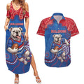 Custom Bulldogs Football Couples Matching Summer Maxi Dress and Hawaiian Shirt Aboriginal Dot Art Pattern