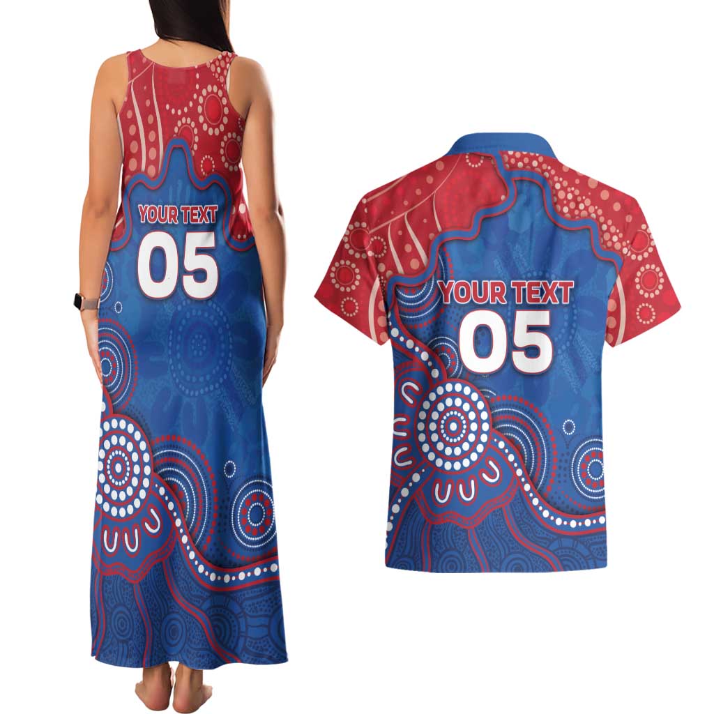 Custom Bulldogs Football Couples Matching Tank Maxi Dress and Hawaiian Shirt Aboriginal Dot Art Pattern