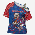 Custom Bulldogs Football Cross Shoulder Shirt Aboriginal Dot Art Pattern