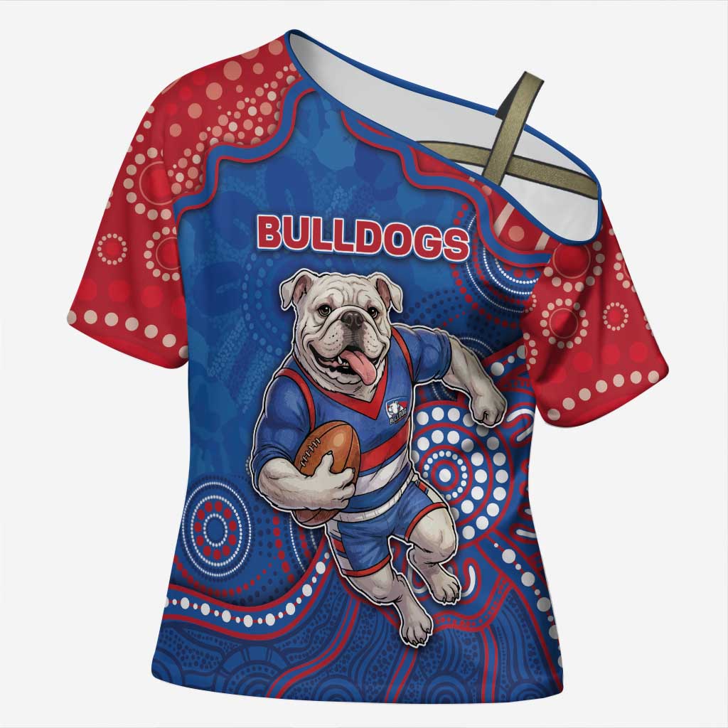 Custom Bulldogs Football Cross Shoulder Shirt Aboriginal Dot Art Pattern