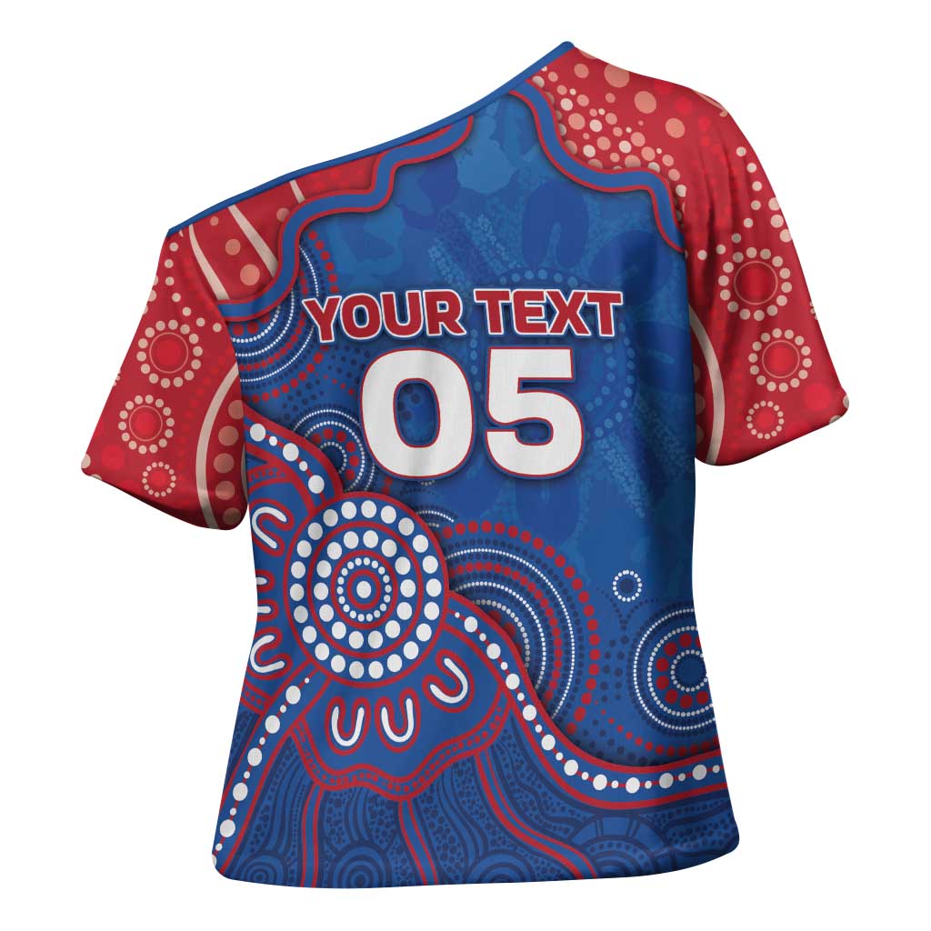 Custom Bulldogs Football Cross Shoulder Shirt Aboriginal Dot Art Pattern