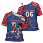 Custom Bulldogs Football Cross Shoulder Shirt Aboriginal Dot Art Pattern
